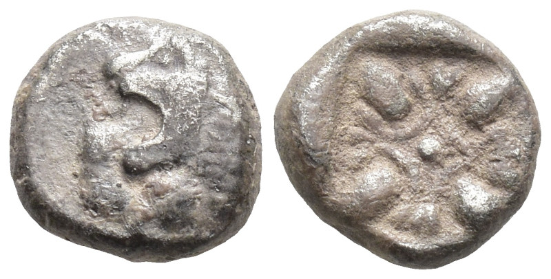 Ionia. Miletos circa 525-475 BC. Diobol AR (8mm, 1.0 g) Forepart of lion to righ...