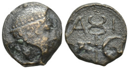 Thrace, Ainos. Late 5th - early 4th century BC. (1.7 Gr. 11mm.)
Head of Hermes to right, wearing petasos 
Rev. Kerykeion; A-I-N-I around.