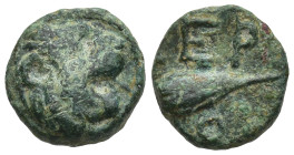 THRACE, Chersonesos. Circa 386-309 BC. Æ (9mm, 1.0 g). Head of lion right / Barley grain.