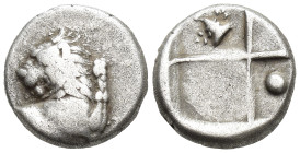 THRACE, Chersonesos. Circa 386-338 BC. AR Hemidrachm (12mm, 2.3 g). Forepart of lion right, head left / Quadripartite incuse square with alternating r...