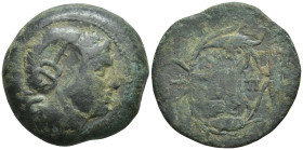 THRACE, Lysimacheia. Circa 309-220 BC. Æ (26mm, 16.0 g). Veiled head of Demeter right / Ethnic in two lines; all within grain wreath