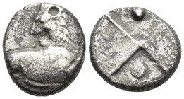 THRACE. Chersonesos. Hemidrachm (Circa 386-338 BC). (1.9 Gr. 11mm.)
 Forepart of lion right, head left.
Rev.Quadripartite incuse square with alternati...