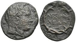 Thrace. Lysimacheia 309-220 BC. Bronze (6.1 Gr. 19mm.)
 Veiled head of Demeter right 
Rev. Ethnic within wreath of corn.