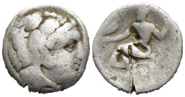 KINGS of MACEDON. temp. Alexander III – Antigonos I Monophthalmos. Circa 333-305 BC. AR Drachm (15mm, 3.9 g). Uncertain mint. Head of Herakles right, ...