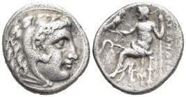 KINGS of MACEDON. temp. Alexander III – Antigonos I Monophthalmos. Circa 333-305 BC. AR Drachm (16mm, 4,1 g). Uncertain mint. Head of Herakles right, ...
