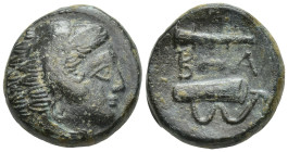 Kings of Macedon, Alexander III 'the Great'. Ae, (15mm, 5.4 g). 336-323 BC. Uncertain mint in Macedon. Obv: Head of Herakles right, wearing lion skin....