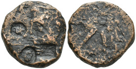 PONTOS. Uncertain (possibly Amisos). Ae (130-100 BC). (24mm, 18.8 g) Obv: Quiver; c/ms: helmet within incuse circle and trident within incuse rectangl...