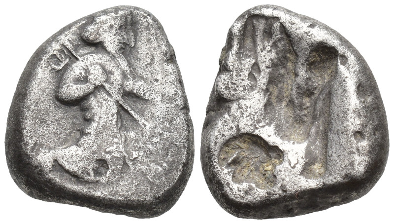 Achaemenid Persia. AR siglos (15mm, 5.4 g), c. 485 BC. Obv. Great King running r...