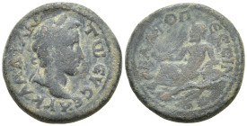 Galatia Pessinus, Antoninus PiusAD 138-161. AE. (5.3 Gr. 19mm.)
Laureate head to right 
Rev. The river-god Gallos reclining to left, holding reed and ...