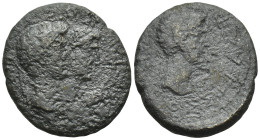 Kings of Thrace. Uncertain mint. Rhoemetalkes I with Augustus 11 BC-12 AD. (5.9 Gr. 19mm.)
Jugate heads of Rhoemetalkes, with diadem, and his queen Py...
