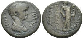 LYDIA, Blaundus. Nero, 54-68 AD. AE. (18mm, 4.9 g) Tiberius Claudius Kalligenes, magistrate. Obv: NEPΩN KAIΣAP. Bare-headed and draped bust of Nero, r...