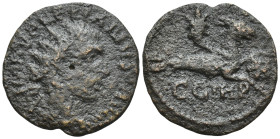 MYSIA, Parium. Gallienus(?). AD 253-268. AE.(2.8 Gr. 19mm.)
Laureate, draped, and cuirassed bust right 
Rev. Capricorn right, holding globe between ho...