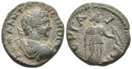 PAMPHYLIA. Perge. Caracalla, (198-217 AD.) AE Hemiassarion (17mm, 3.6 g.) AY K M AY ANTΩNINOC CЄB Laureate head of Caracalla to right. Rev. ΠЄPΓAIΩN A...