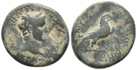 PHRYGIA, Amorium. Claudius. (41-54). AE. (5.3 Gr. 19mm.) 
Laureate head of Claudius, right. 
Rev. Eagle with caduceus standing, left, on uncertain obj...