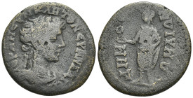 PHRYGIA, Synnada AE (4.8 Gr. 22mm.)
Draped bust of the Senate, wearing wreath or diadem, right. 
Rev. Demos standing left, holding patera and roll