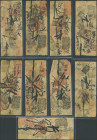 CHINA. Lot of 9 notes of 2, 3, 4 and 5 Tiao. (1900ca). Wan Te Chien Tien. Private Issue. Partially hand stamped and partially hand written on thin whi...