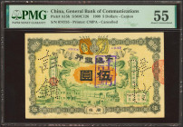 CHINA. 5 Dollars. 1 March 1909. General Bank of Communications. Canton. (Pick: A15b, SM: C126). PMG55 (spindle hole at issue).