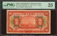 CHINA. 5 Yuan. 1 September 1927. Agricultural and Industrial Bank of China. Peking. (Pick: A98a, SM: C287-13). PMG25