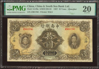 CHINA. 10 Yuan. 1927. China and South Sea Bank. Shanghai. (Pick: A129a, SM: C295-23). PMG20 (minor repair).