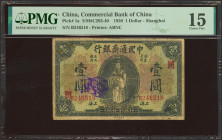 CHINA. 1 Dollar. 15 January 1920. Commercial Bank of China. (Pick: 1a, SM: C293-40). PMG15 (rust, ink stamps).
