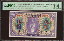 CHINA. 5 Dollars. 15 January 1920. Commercial Bank of China. Specimen. (Pick: 3s, SM: C293-42). PMG64EPQ.