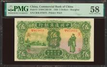 CHINA. 5 Dollars. January 1926. Commercial Bank of China. (Pick: 9, SM: C293-50). PMG58.