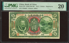 CHINA. 1 Dollar. 1 June 1912. Bank of China. Manchuria. (Pick: 25l, SM: C294-301). PMG20 (minor repairs).
