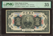 CHINA. 10 Yuan. 4 October 1914. Bank of China. (Pick: 35, SM: C294-52). PMG35 (previously mounted, minor rust).