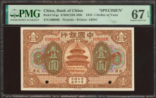 CHINA. 1 Yuan. September 1918. Bank of China. Tientsin. Specimen. (Pick: 51qs, SM: C294-100r). PMG67EPQ.