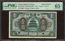 CHINA. 1 Yuan. September 1918. Bank of China. Peking. Specimen. (Pick: 51ks, SM: C294-100). PMG65EPQ.