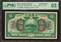 CHINA. 5 Yuan. September 1918. Bank of China. Shantung. Specimen. (Pick: 52ns, SM: C294-101n). PMG63EPQ.