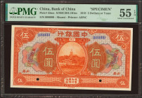 CHINA. 5 Yuan. September 1918. Bank of China. Shansi. Specimen. (Pick: 52ms, SM: C294-101m). PMG55EPQ.
