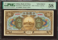 CHINA. 5 Dollars. September 1918. Bank of China. Harbin. Specimen. (Pick: 52Aas, SM: C294-101f). PMG58.