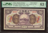 CHINA. 5 Yuan. September 1918. Bank of China. Kalgan. Specimen. (Pick: 52gs, SM: C294-101g). PMG63EPQ.