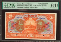 CHINA. 5 Yuan. September 1918. Bank of China. Tientsin. Specimen. (Pick: 52ps, SM: C294-101r). PMG64EPQ.