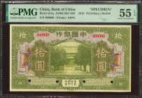 CHINA. 10 Dollars. September 1918. Bank of China. Harbin. Specimen. (Pick: 53As, SM: C294-102f). PMG55EPQ.