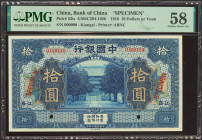 CHINA. 10 Yuan. September 1918. Bank of China. Kiangsi. Specimen. (Pick: 53is, SM: C294-102h). PMG58.