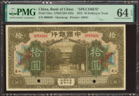CHINA. 10 Yuan. September 1918. Bank of China. Shantung. Specimen. (Pick: 53ns, SM: C294-102n). PMG64EPQ.