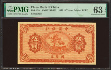 CHINA. 5 Yuan. 1919. Bank of China. Remainder. (Pick: 59r, SM: C294-121). PMG63EPQ.