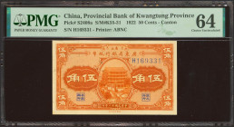 CHINA. 50 Cents. 1 January 1922. Provincial Bank of Kwang Tung Province. Canton. (Pick: S2408a, SM: K55-31). PMG64.