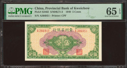 CHINA. 5 Cents. 1949. Provincial Bank of Kweichow. (Pick: S2462, SM: K71-2). PMG65EPQ.