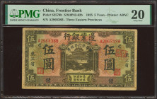 CHINA. 5 Yuan. 1 July 1925. Frontier Bank. Three Eastern Provinces. (Pick: S2570b, SM: P42-62b). PMG20 (tear repair).