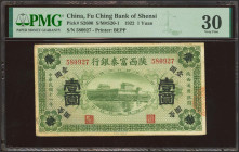 CHINA. 1 Yuan. 1922. Fu Ching Bank of Shensi. (Pick: S2600, SM: S20-1). PMG30.