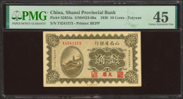 CHINA. 10 Cents. 1 August 1930. Shanse Provincial Bank. Taiyuan. (Pick: S2654a, SM: S23-60a). PMG45.