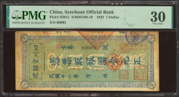 CHINA. 1 Yuan. 1923. Szechuan Official Bank. (Pick: S2811, SM: S100-10). PMG30 (stains).