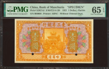CHINA. 1 Yuan. July 1921. Bank of Manchuria. Specimen. (Pick: S2927s2, SM: T214-120). PMG65EPQ.