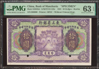 CHINA. 10 Yuan. July 1921. Bank of Manchuria. Specimen. (Pick: S2929s1). PMG63EPQ.