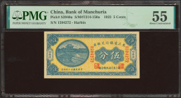 CHINA. 5 Cents. 1 April 1923. Bank of Manchuria. (Pick: S2940a, SM: T214-150a). PMG55.