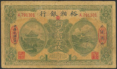 CHINA. 100 Coppers. June 1918. Yü Hsiang Bank. (Pick: S2992). Pinhole. Fine.