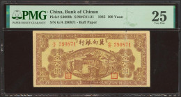 CHINA. 100 Yuan. 1945. Bank of Chinan. (Pick: S3089a, SM: C81-21). PMG25 (splits).